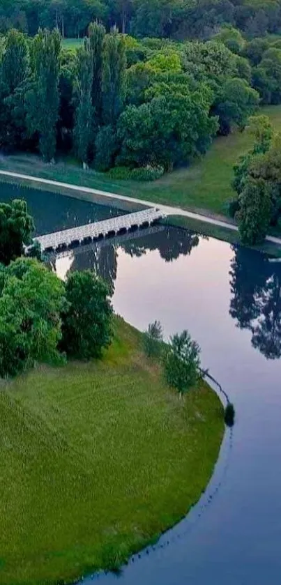 A peaceful river scene with lush green trees and tranquil reflections.