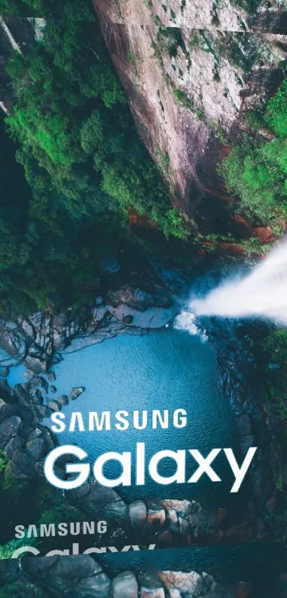 Samsung Galaxy wallpaper with waterfall and greenery