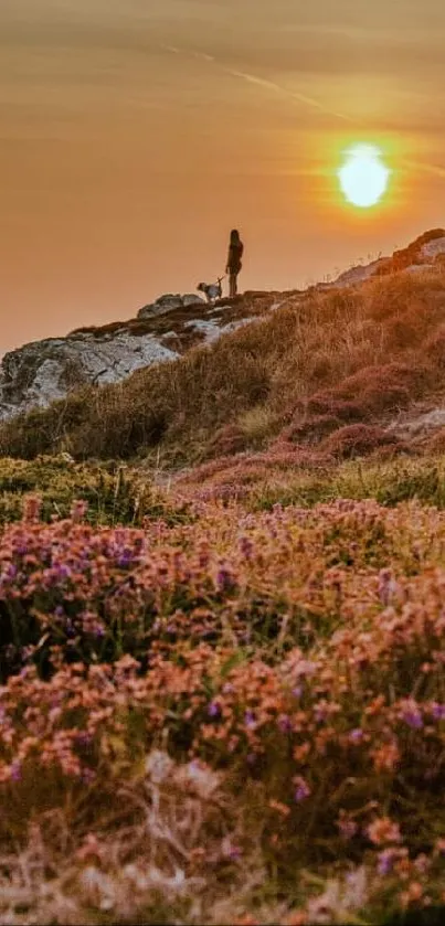 Stunning sunset over Isle of Man landscape with vibrant autumn colors.