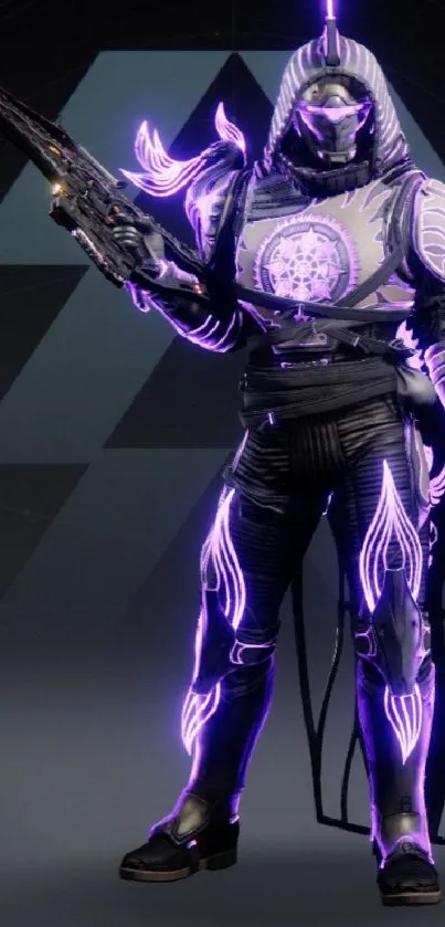 Futuristic character with glowing armor.