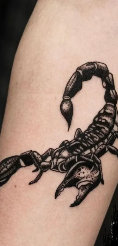 Scorpion tattoo on arm in high detail.