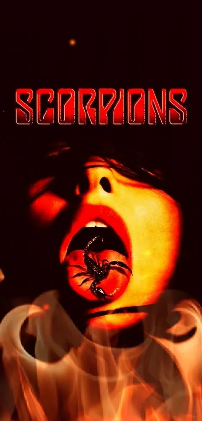 Scorpions-inspired dramatic art wallpaper featuring a mouth and scorpion.