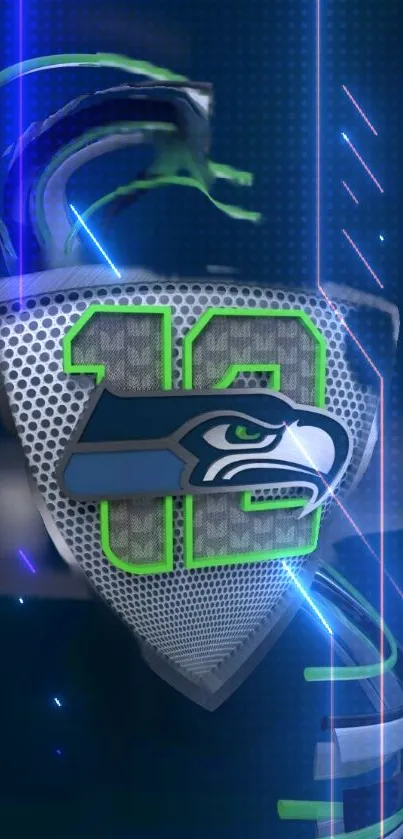 Seattle Seahawks blue neon theme mobile wallpaper.