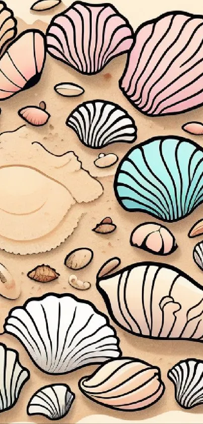 Artistic pastel seashell wallpaper for mobile.