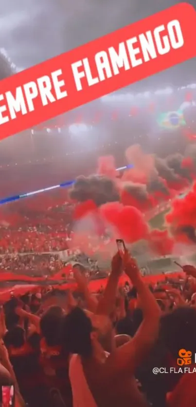 Vibrant Flamengo stadium celebration with passionate fans.