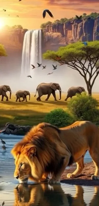 African wildlife wallpaper with animals in nature.