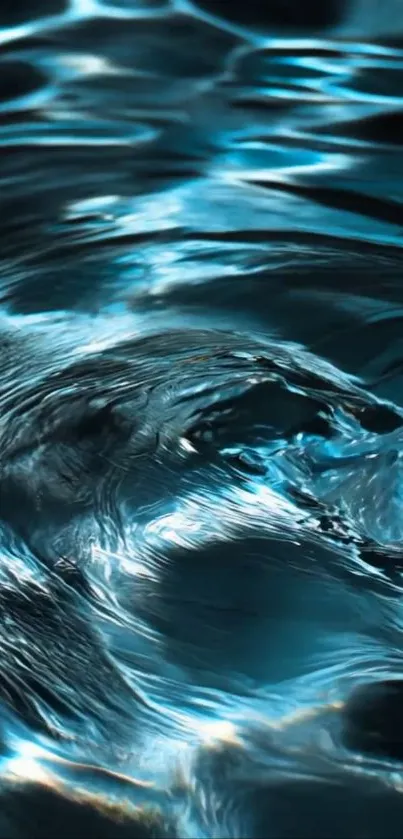 Aqua blue wave patterns creating a serene mobile wallpaper design.