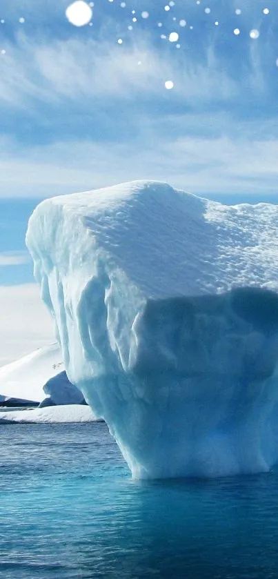 Majestic Arctic iceberg against a clear blue sky.