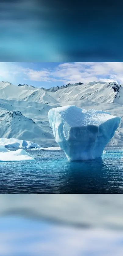 Majestic iceberg in a serene Arctic landscape with icy blue waters.