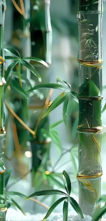 Elegant bamboo stems and leaves showcasing serene nature.