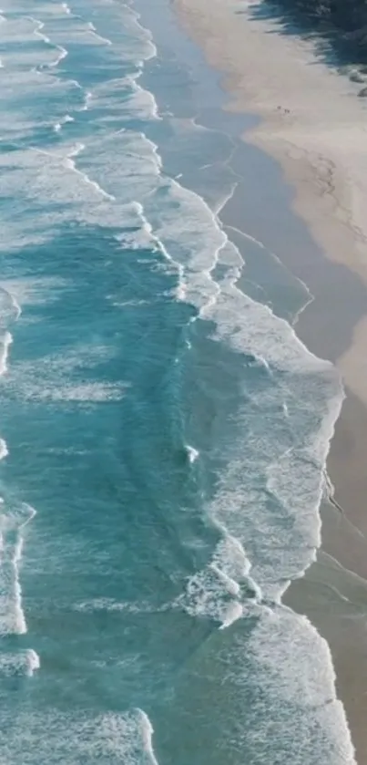 A serene beach with gentle waves and a sandy shoreline.