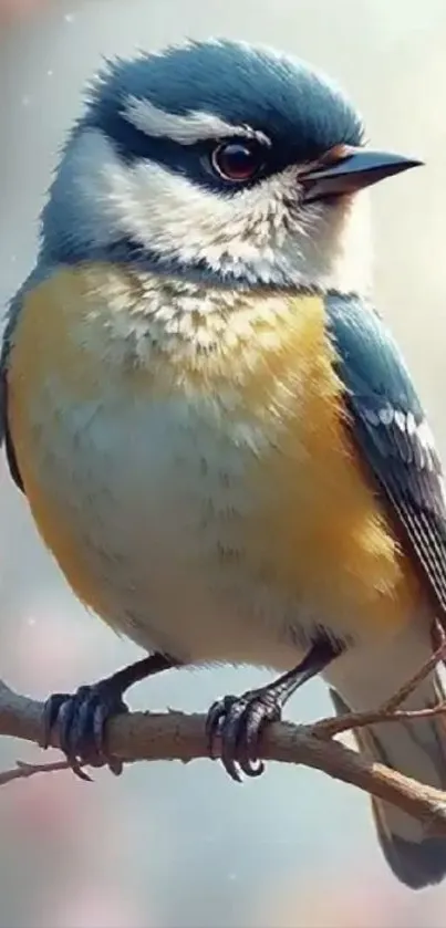 A colorful bird perched on a flowering branch.