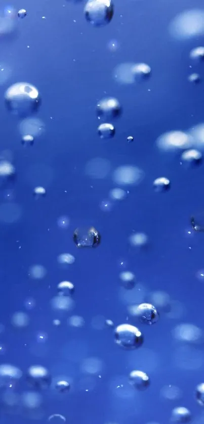 Mobile wallpaper with blue bubbles on a deep blue background.