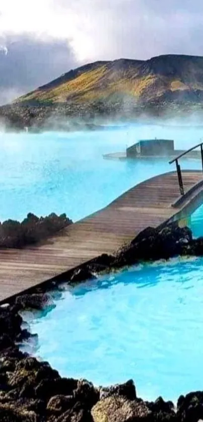 Serene lagoon landscape with misty waters and bridge scene.