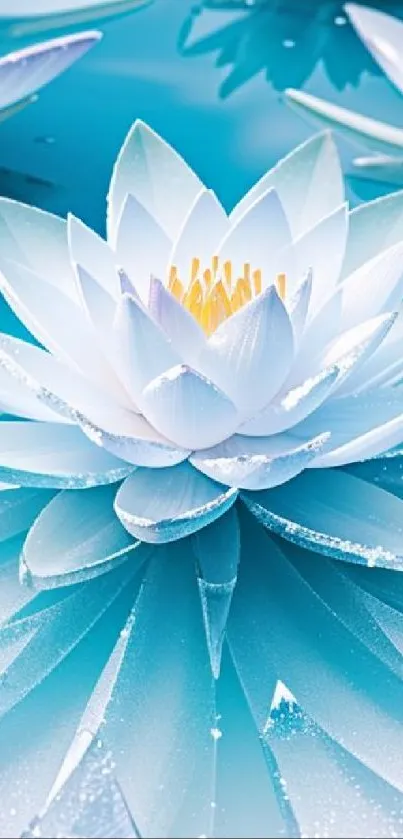 Elegant blue lotus flower with serene aquatic backdrop.