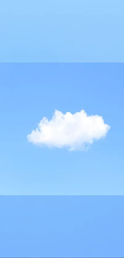 A single white cloud against a blue sky, ideal for mobile wallpaper.