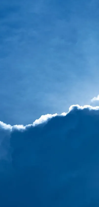 Blue sky with billowing clouds creating a serene scene.