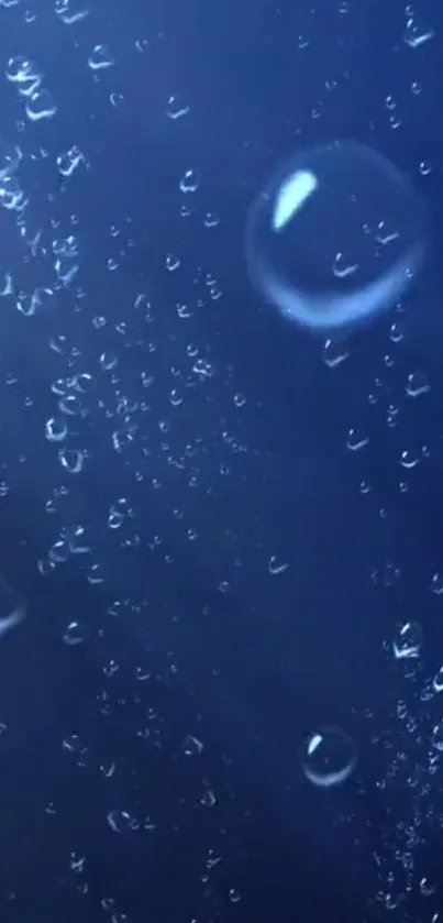 Serene blue wallpaper with floating water bubbles.