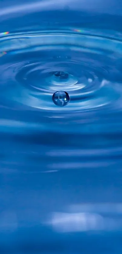 Blue water ripple with a central drop creating circular patterns.