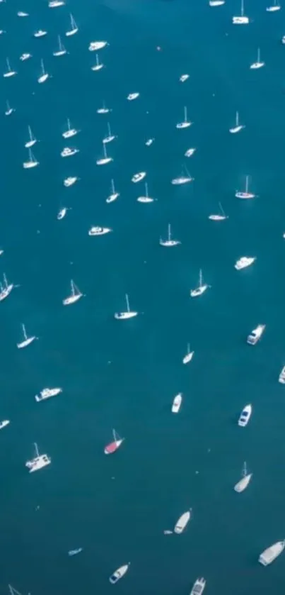 Aerial view of boats on turquoise water.