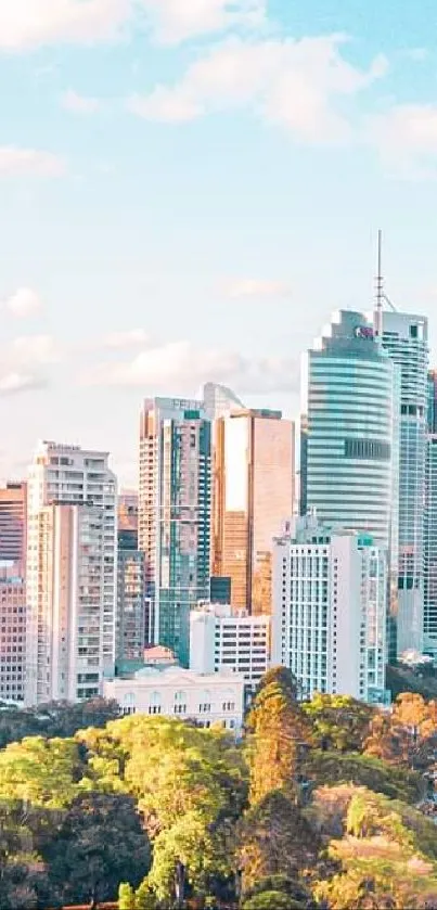 Brisbane skyline with river view and cityscape in daylight.