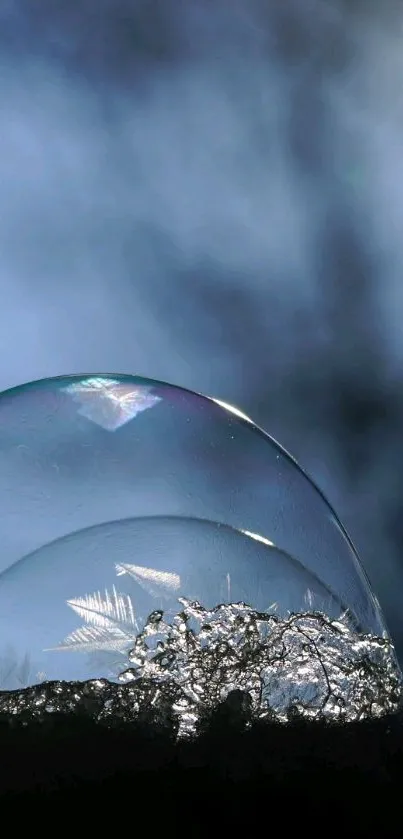 Delicate bubble on a frosty morning backdrop, ideal for phone wallpaper.