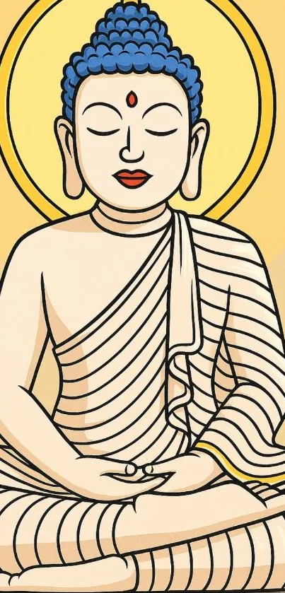 Cartoon Buddha sitting in meditation posture with serene expression.