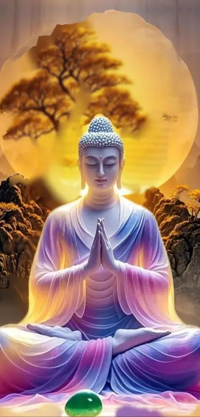 Buddha meditation art with a peaceful and serene atmosphere.