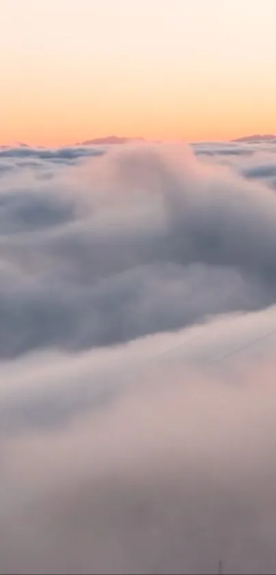 Sunrise over a serene cloudscape with soft colors