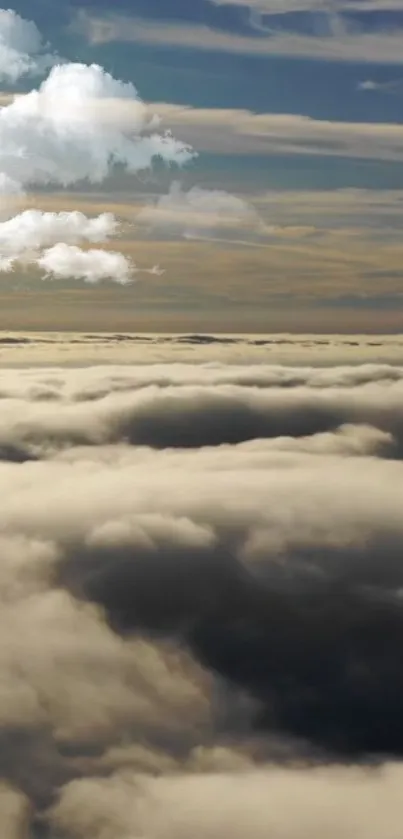 Serene cloudscape with fluffy clouds and sky.