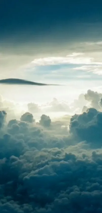 Serene cloudscape with blue sky and fluffy clouds.