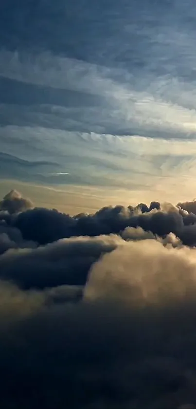 Beautiful sky and cloud scene at sunset enhancing tranquility.