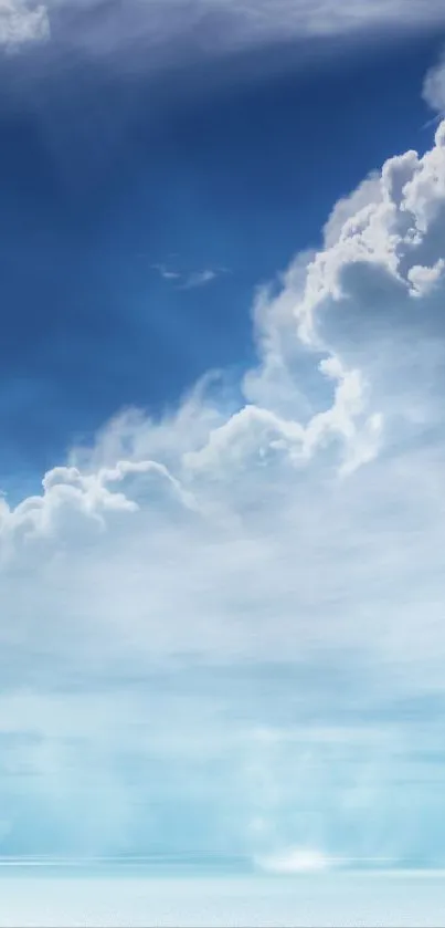 Serene cloudscape with blue sky and soft clouds.