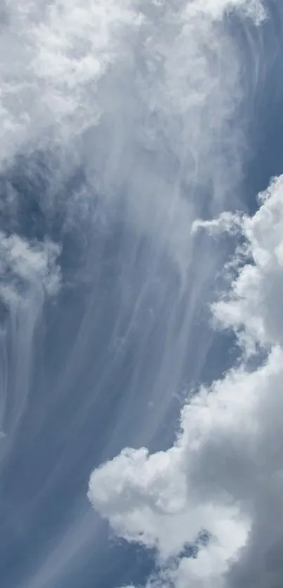 Serene cloudy sky wallpaper with wispy clouds.