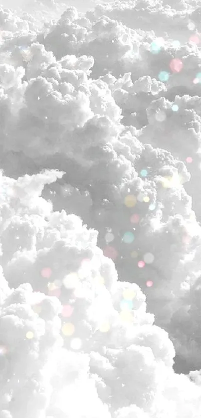 Grayscale mobile wallpaper featuring fluffy clouds.