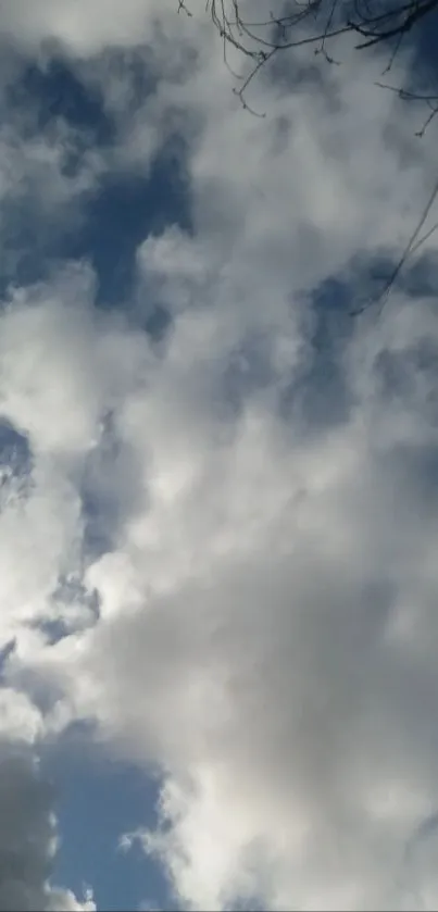 Fluffy white clouds against a vibrant blue sky.