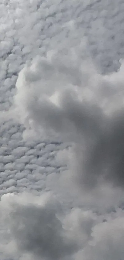 Serene cloudy sky with soft white clouds.