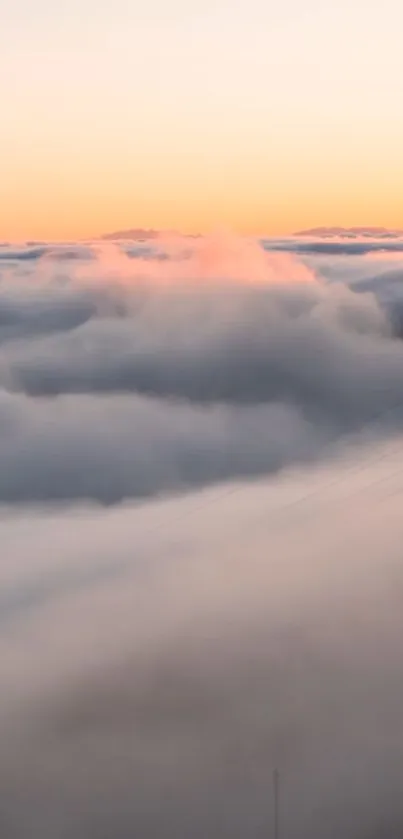 Clouds during sunset with a serene, light peach sky.