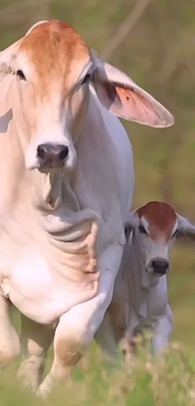 Serene cows in a lush green pasture wallpaper.