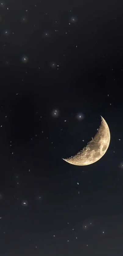 Crescent moon against a dark night sky wallpaper.