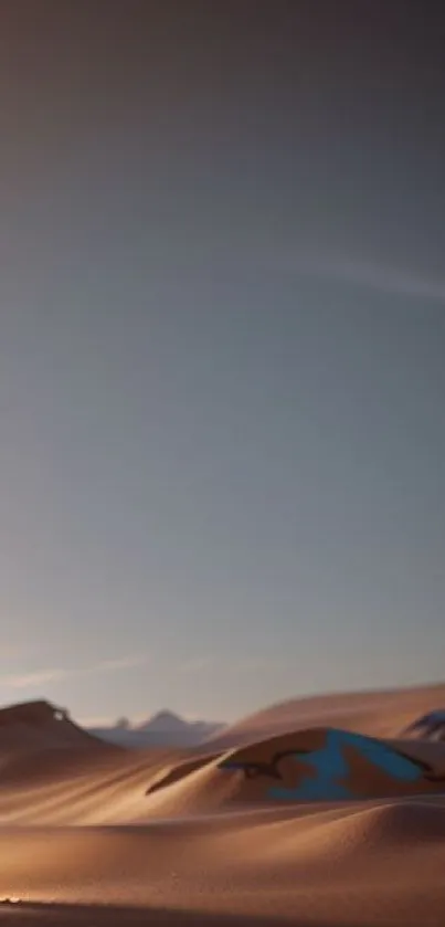 Calm desert dunes wallpaper with sunset sky and sand.