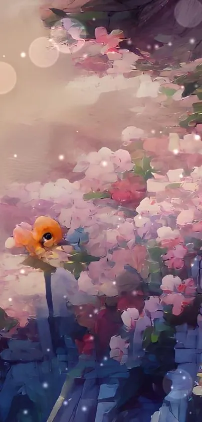 Serene floral mobile wallpaper with pastel blooms and soft tones.