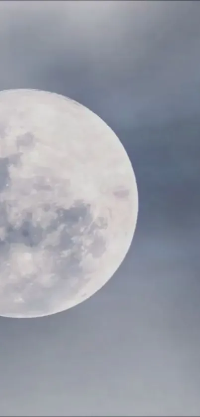 Serene full moon against a cloudy night sky.