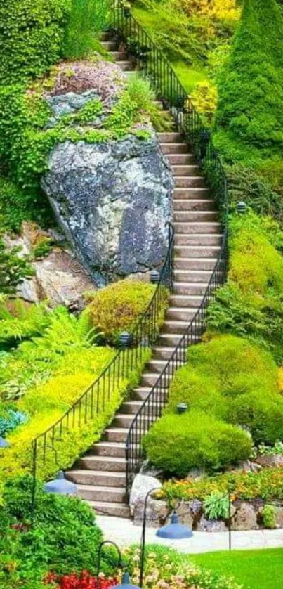 Stunning garden path surrounded by lush greenery and vibrant blooms.