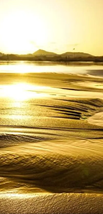 Golden sunset beach wallpaper with serene sands.