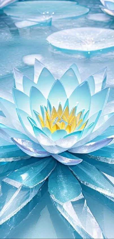 Ice blue lotus flower wallpaper with serene petals.