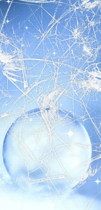 Tranquil icy blue sphere on gradient background wallpaper.