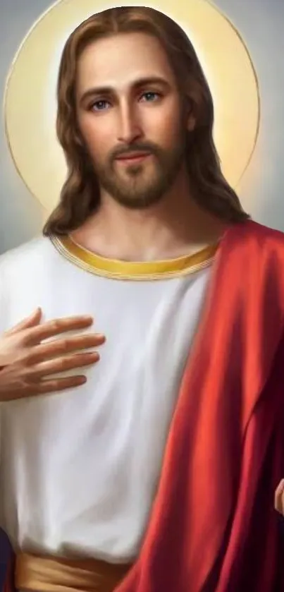 Serene Jesus mobile wallpaper with a luminous background.