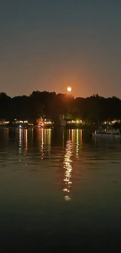 Serene sunset over a tranquil lake with reflections on water.