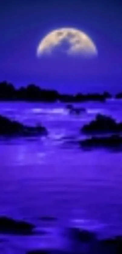 Lavender moonlit waters under a tranquil night sky.